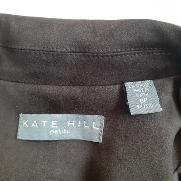 Kate Hill Chocolate Brown Faux Suede Blazer 6 Petite - Picture 4 of 8